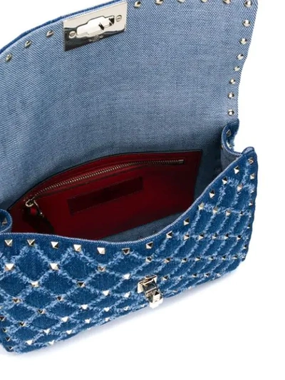 Shop Valentino Medium  Garavani Rockstud Spike Tote In Blue