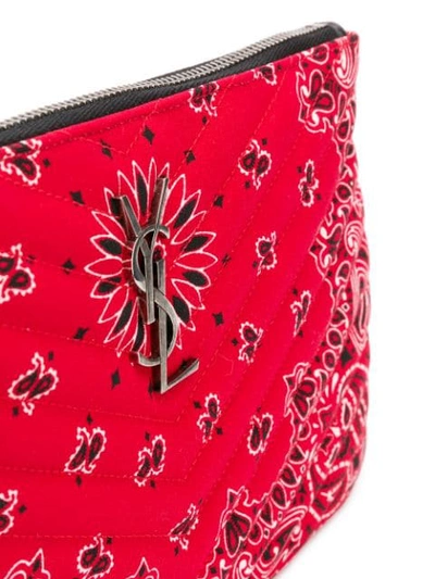 Shop Saint Laurent Quilted Bandana Clutch In Red