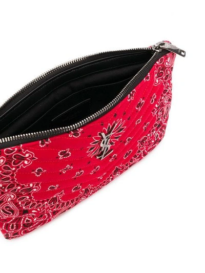 Shop Saint Laurent Quilted Bandana Clutch In Red