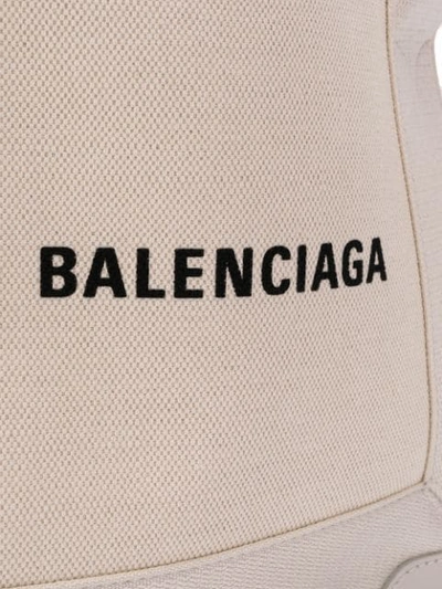 Shop Balenciaga Navy Cabas Xs Tote Bag In Neutrals