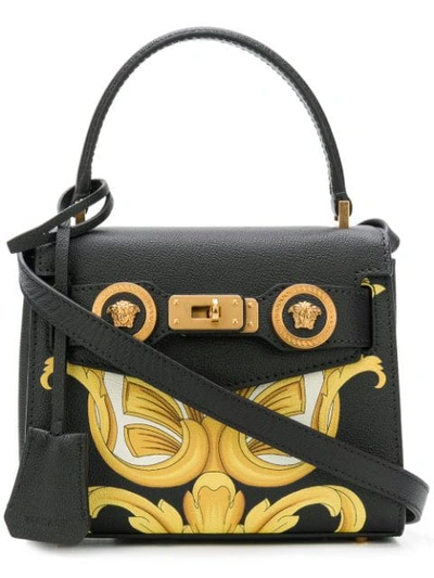 Shop Versace Mini Printed Tote In Black