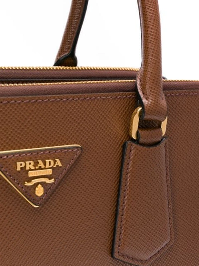 Shop Prada Galleria Top Handle Bag In Brown