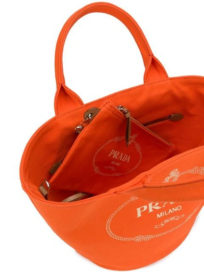 Shop Prada Logo Shopper Tote In Orange