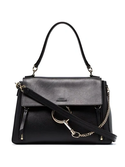 Shop Chloé Black Faye Day Medium Leather Shoulder Bag