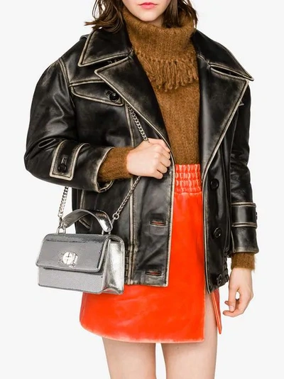 Shop Miu Miu Miu Cleo Sequin Shoulder Bag In F0118 Silver