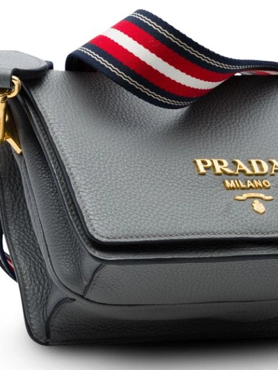 Shop Prada Logo Shoulder Bag - Grey