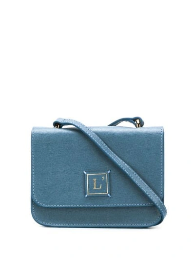 Shop L'autre Chose Mini Saffiano Crossbody Bag In Blue