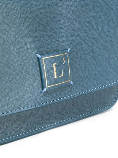Shop L'autre Chose Mini Saffiano Crossbody Bag In Blue