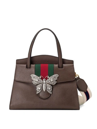 Shop Gucci Totem Medium Top Handle Bag In Brown