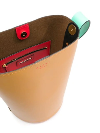 Shop Marni Punch Bucket Bag In Brown