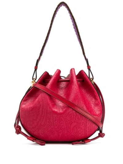 Shop Etro Contrast Strap Bucket Bag - Red