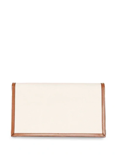 Shop Burberry Small Canvas And Leather Tb Envelope Clutch In Neutrals