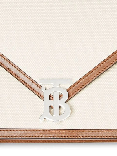 Shop Burberry Small Canvas And Leather Tb Envelope Clutch In Neutrals