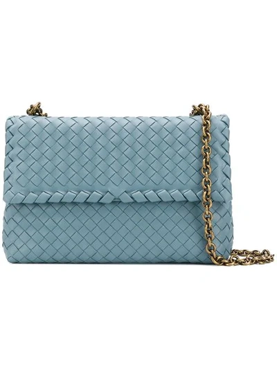 Shop Bottega Veneta Intrecciato Shoulder Bag In 4702 Light Blue