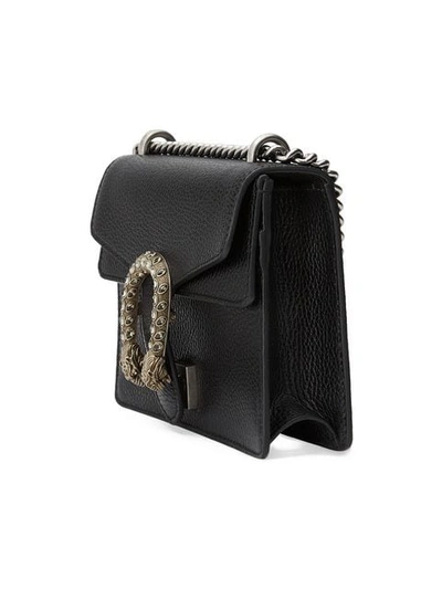 Shop Gucci Mini Dionysus Leather Shoulder Bag In Black