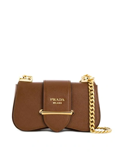 Shop Prada Sidonie Brushed Shoulder Bag In Brown