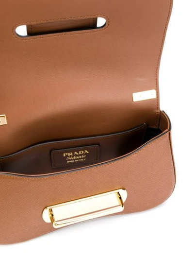 Shop Prada Sidonie Brushed Shoulder Bag In Brown