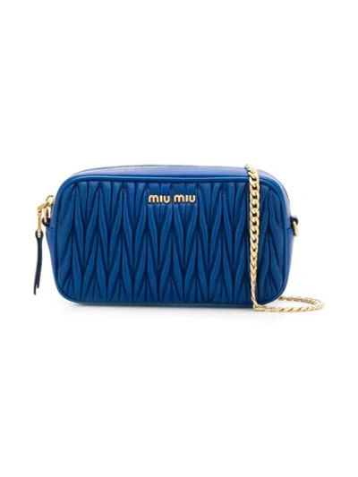 Shop Miu Miu Matelassé Belt Bag In Blue