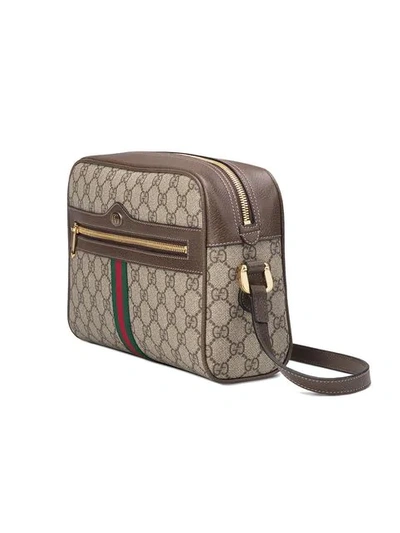 Shop Gucci Ophidia Gg Supreme Small Shoulder Bag In Brown