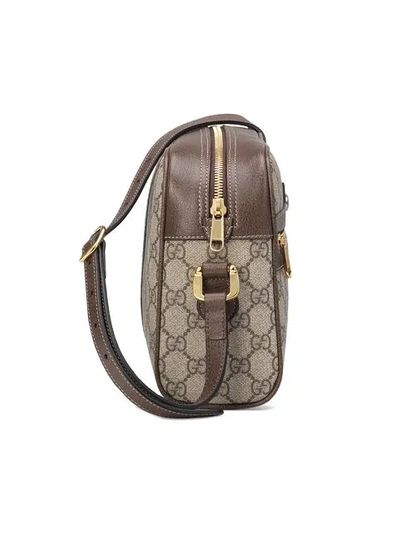 Shop Gucci Ophidia Gg Supreme Small Shoulder Bag In Brown