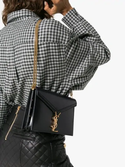Shop Saint Laurent Marceau Logo Clasp Shoulder Bag In Black
