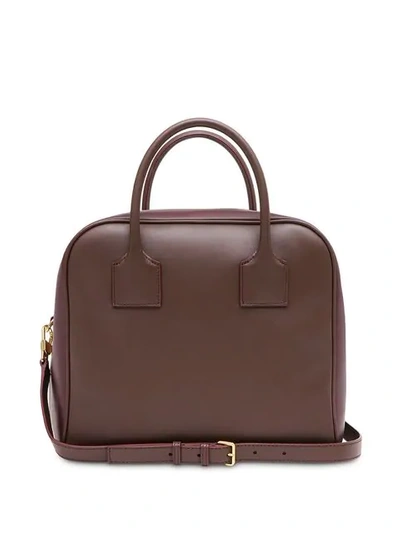 Shop Burberry Medium Leather And Suede Cube Bag In Brown
