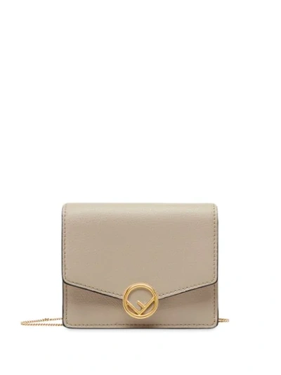 Shop Fendi F Is  Mini Bag In F0e65-dove +soft Gold