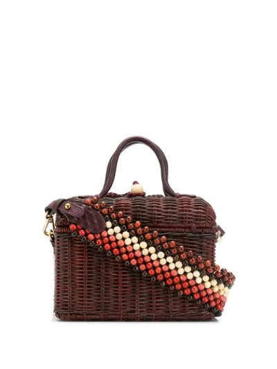 Shop Ulla Johnson Structured Woven Tote In Brown