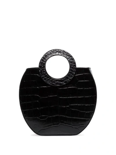 Shop Staud Frida Crocodile-effect Tote In Black