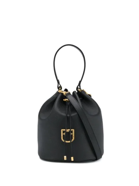 Furla Corona Black Leather Medium Bucket Bag Modesens