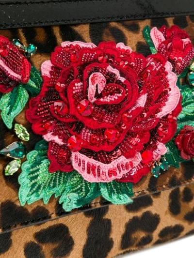Shop Dolce & Gabbana Sicily Leo & Rose Top-handle Bag In Brown
