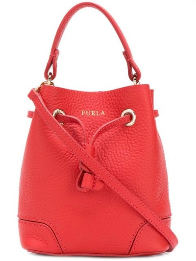 Shop Furla Stacy Bucket Bag In Red