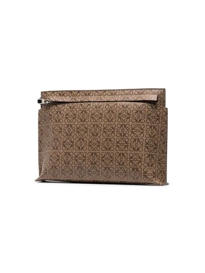 Shop Loewe Brown And Black Logo Print Leather Pouch