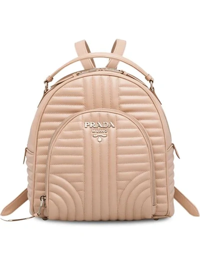 Prada Diagramme Leather Backpack - Pink | ModeSens