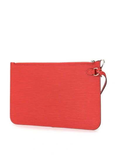 Pre-owned Louis Vuitton Epi Wristlet Clutch In Red