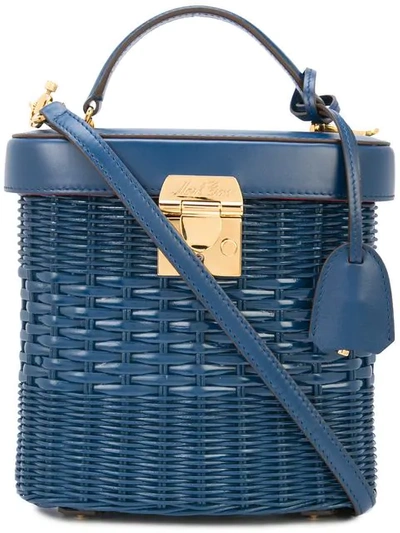 Shop Mark Cross Woven Backet Tote Bag In Blue