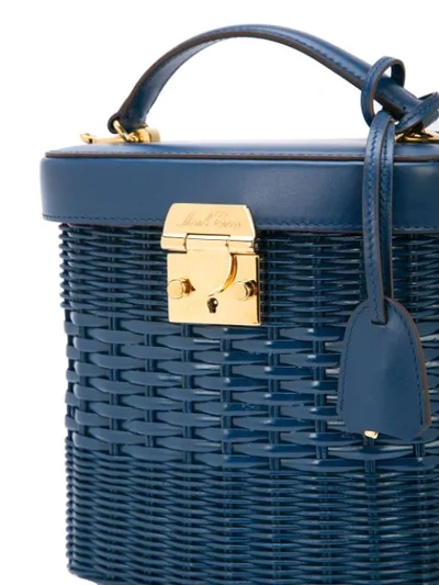 Shop Mark Cross Woven Backet Tote Bag In Blue