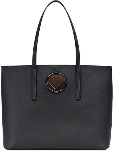 Shop Fendi Logo Shopper Tote In Black