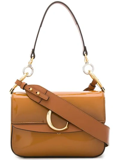 Shop Chloé Logo Shoulder Bag In Brown