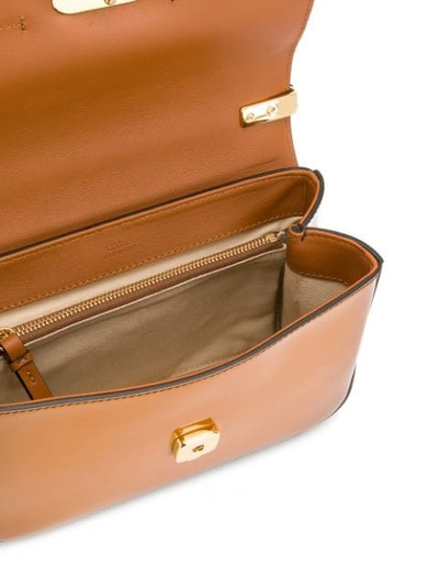 Shop Chloé Logo Shoulder Bag In Brown