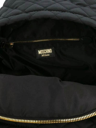 Shop Moschino Quilted Backpack In Black