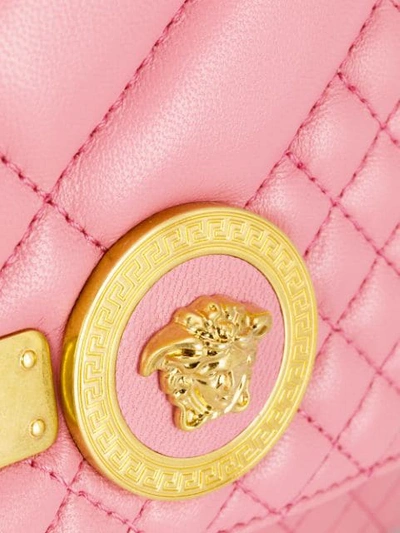 Shop Versace Icon Quilted Shoulder Bag In Pink