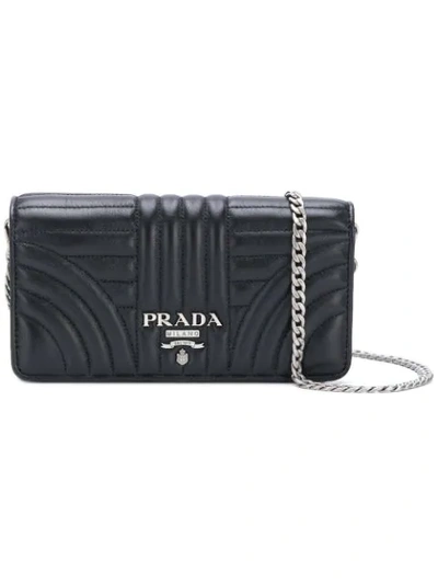 Shop Prada Logo Quilted Shoulder Bag In Black