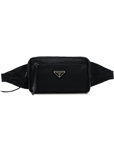 Shop Prada Nylon And Leather Belt Bag In Black