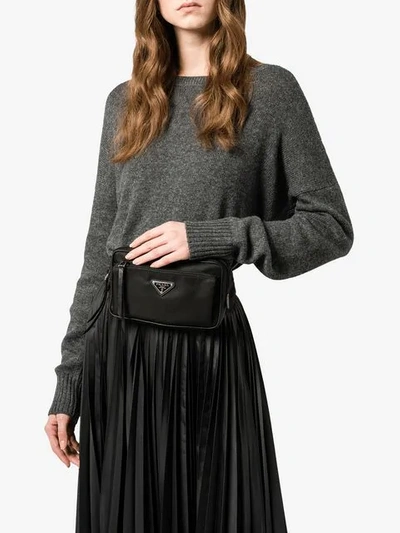 Shop Prada Nylon And Leather Belt Bag In Black