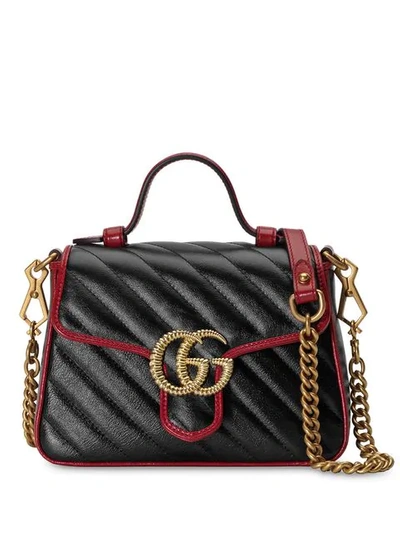 Shop Gucci Gg Marmont Shoulder Bag In Black