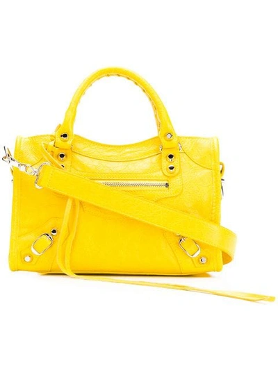 Shop Balenciaga Classic Mini City Bag In Yellow