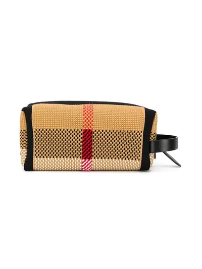 Shop Burberry Archive Crest Knitted Pouch In Brown