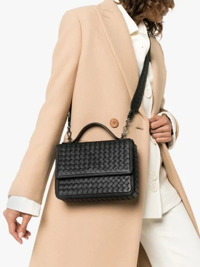 Shop Bottega Veneta Black Leather Alumna Shoulder Bag