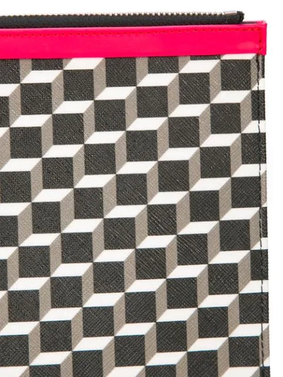 Shop Pierre Hardy Geometric Print Clutch In Grey